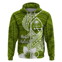 Hafa Adai Guam Zip Hoodie Polynesian Olive Green Blue Pattern LT01 Zip Hoodie Green - Polynesian Pride