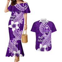 Hafa Adai Guam Couples Matching Mermaid Dress and Hawaiian Shirt Polynesian Floral Purple Pattern LT01 Purple - Polynesian Pride