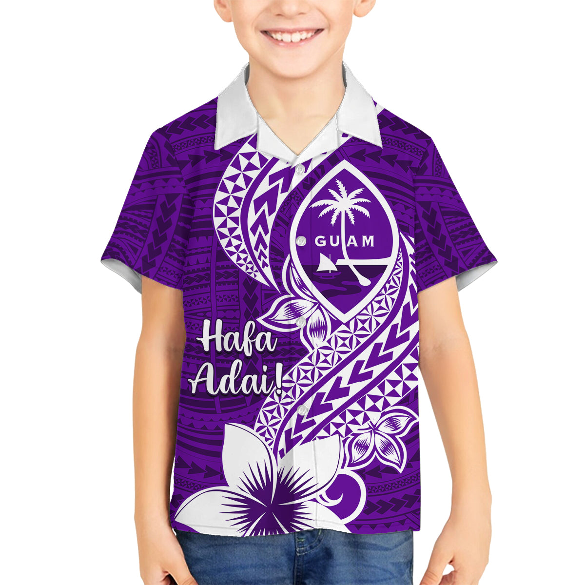 Hafa Adai Guam Family Matching Puletasi Dress and Hawaiian Shirt Polynesian Floral Purple Pattern LT01 Son's Shirt Purple - Polynesian Pride