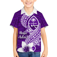 Hafa Adai Guam Family Matching Tank Maxi Dress and Hawaiian Shirt Polynesian Floral Purple Pattern LT01 Son's Shirt Purple - Polynesian Pride