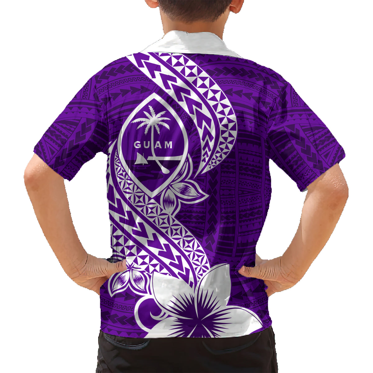 Hafa Adai Guam Kid Hawaiian Shirt Polynesian Floral Purple Pattern LT01 - Polynesian Pride