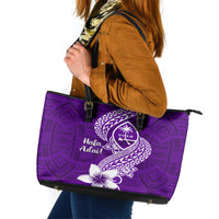 Hafa Adai Guam Leather Tote Bag Polynesian Floral Purple Pattern LT01 Purple - Polynesian Pride