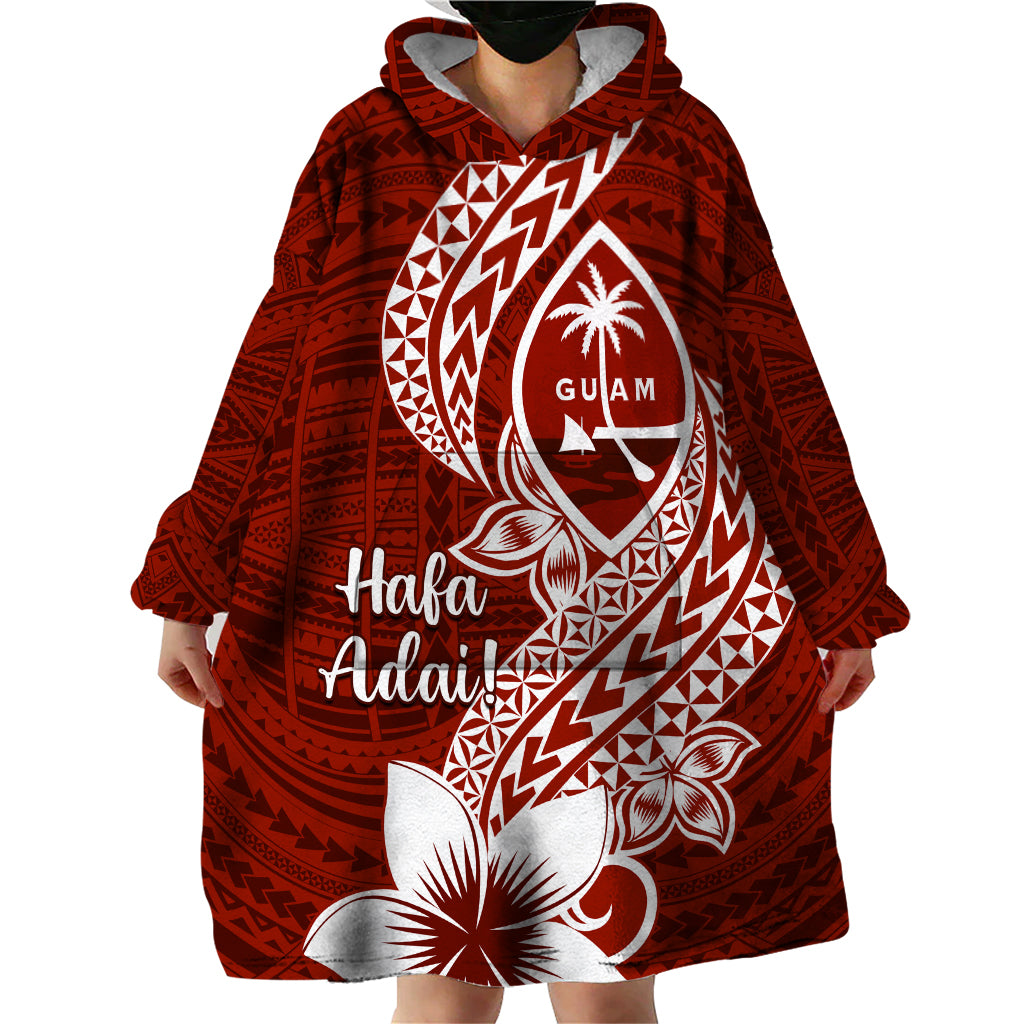 Hafa Adai Guam Wearable Blanket Hoodie Polynesian Floral Red Pattern LT01 - Polynesian Pride