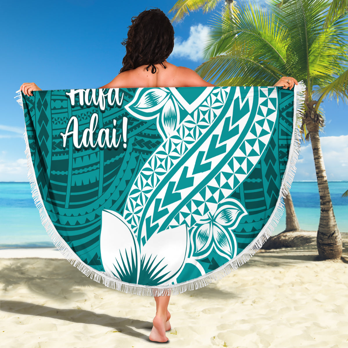Hafa Adai Guam Beach Blanket Polynesian Floral Teal Pattern LT01 - Polynesian Pride
