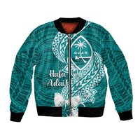 Hafa Adai Guam Bomber Jacket Polynesian Floral Teal Pattern LT01 Unisex Teal - Polynesian Pride