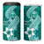 Hafa Adai Guam 4 in 1 Can Cooler Tumbler Polynesian Floral Teal Pattern