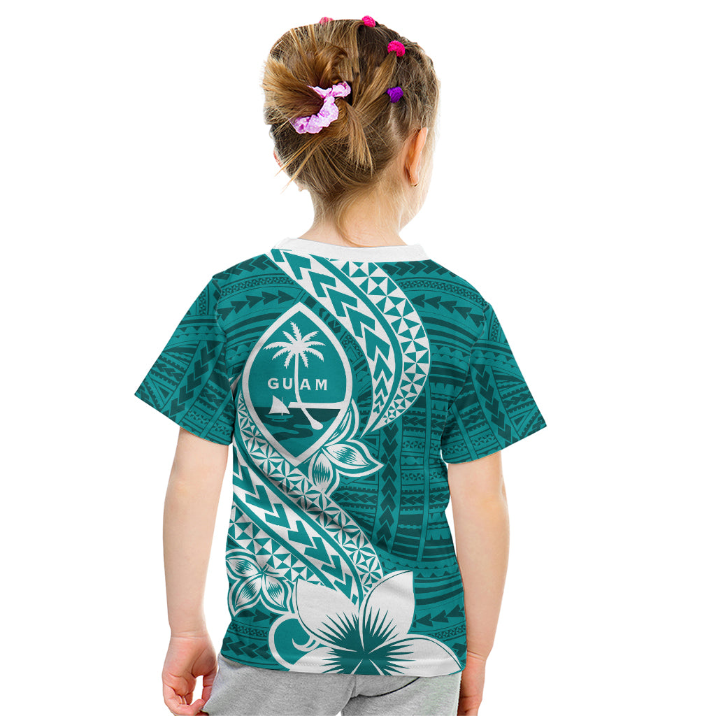 Hafa Adai Guam Kid T Shirt Polynesian Floral Teal Pattern LT01 - Polynesian Pride