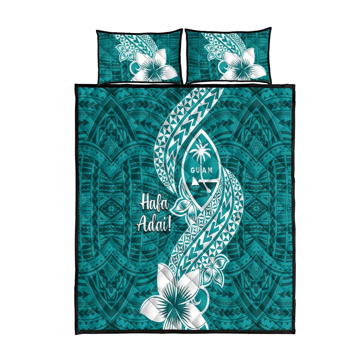 Hafa Adai Guam Quilt Bed Set Polynesian Floral Teal Pattern LT01 Teal - Polynesian Pride
