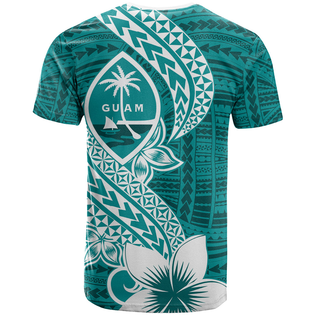 Hafa Adai Guam T Shirt Polynesian Floral Teal Pattern LT01 - Polynesian Pride