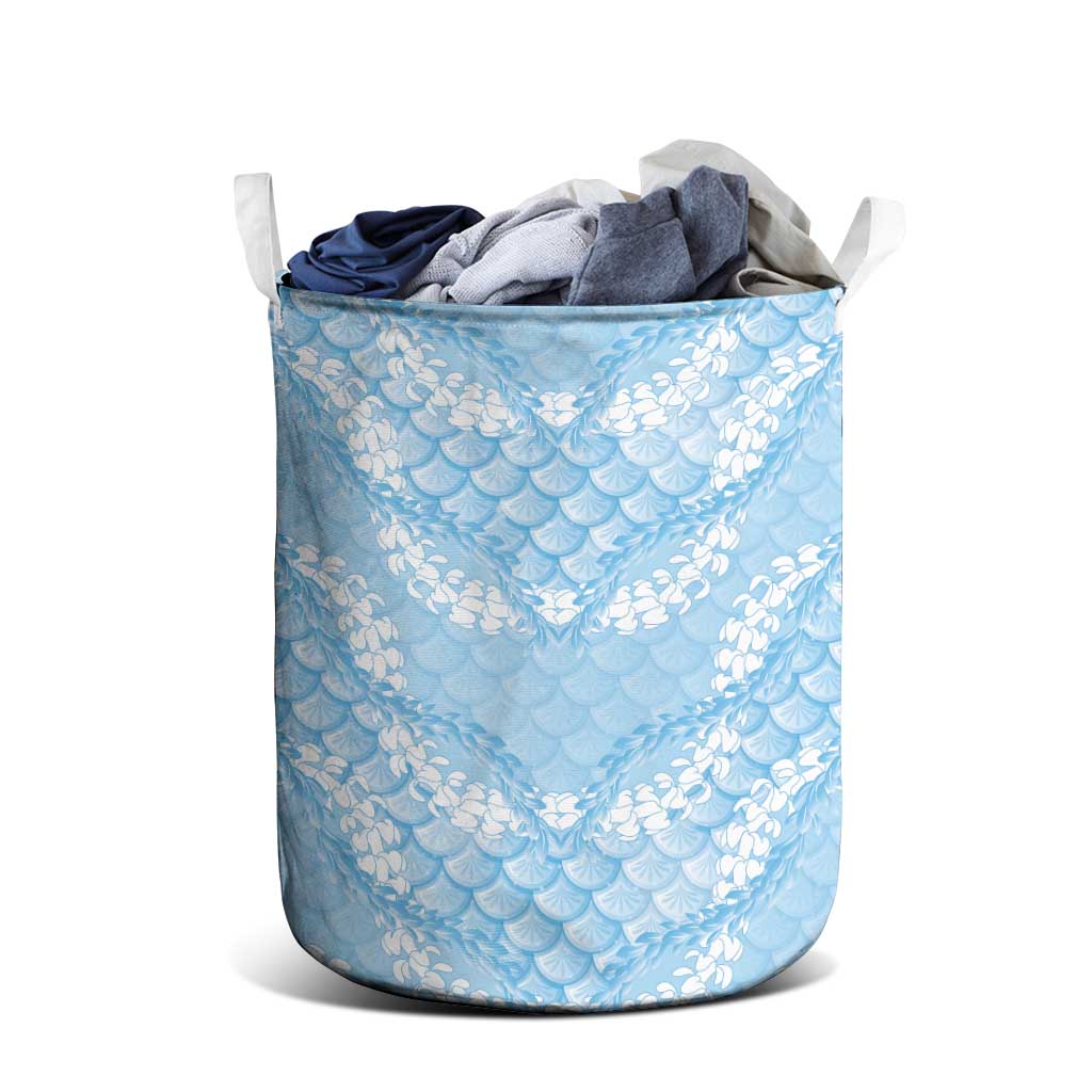 Baby Blue Mermaid Puakenikeni Maile Lei Laundry Basket