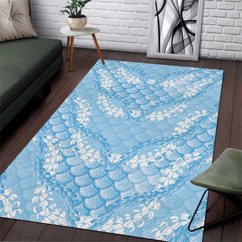 Baby Blue Mermaid Puakenikeni Maile Lei Area Rug LT01 Blue - Polynesian Pride