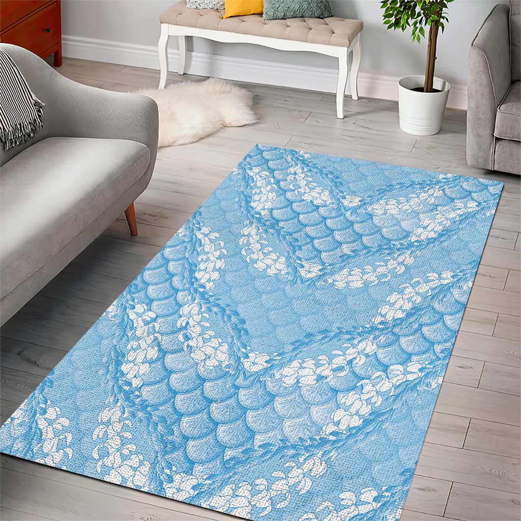 Baby Blue Mermaid Puakenikeni Maile Lei Area Rug LT01 - Polynesian Pride