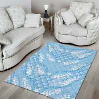 Baby Blue Mermaid Puakenikeni Maile Lei Area Rug LT01 - Polynesian Pride