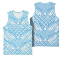 Baby Blue Mermaid Puakenikeni Maile Lei Basketball Jersey
