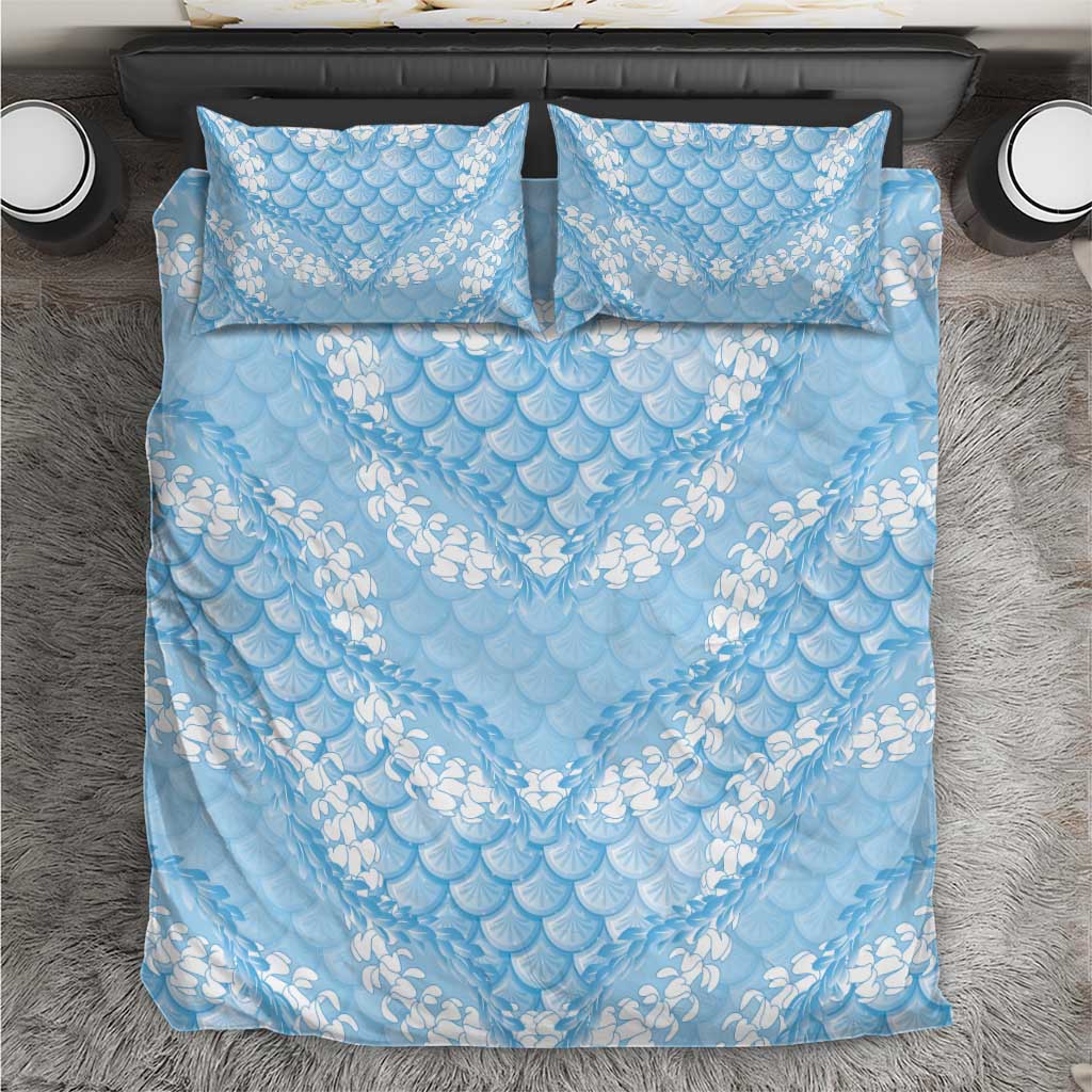 Baby Blue Mermaid Puakenikeni Maile Lei Bedding Set