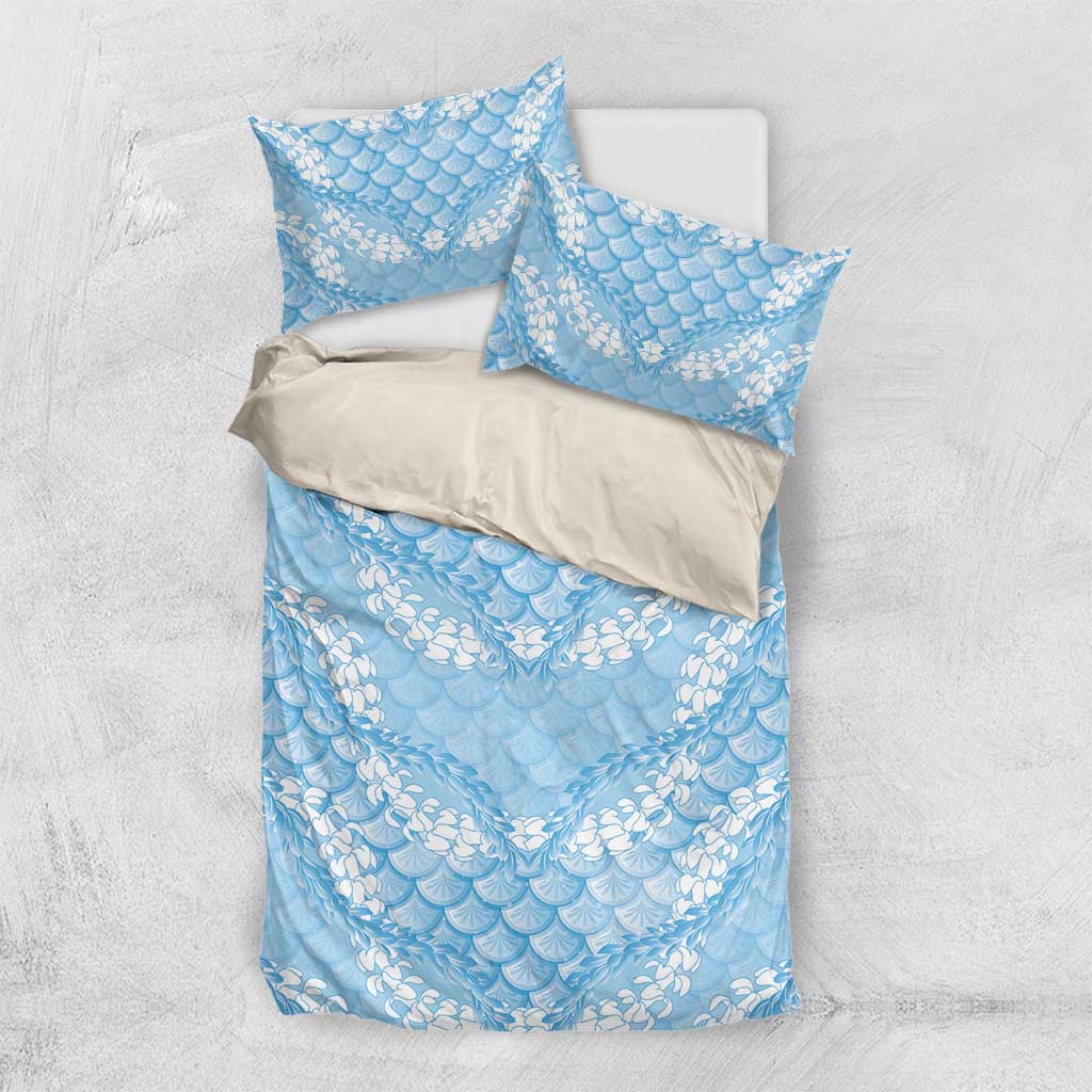 Baby Blue Mermaid Puakenikeni Maile Lei Bedding Set