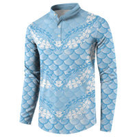 Baby Blue Mermaid Puakenikeni Maile Lei Button Sweatshirt