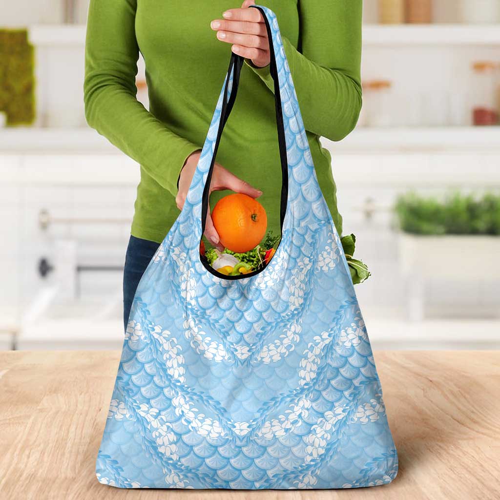Baby Blue Mermaid Puakenikeni Maile Lei Grocery Bag