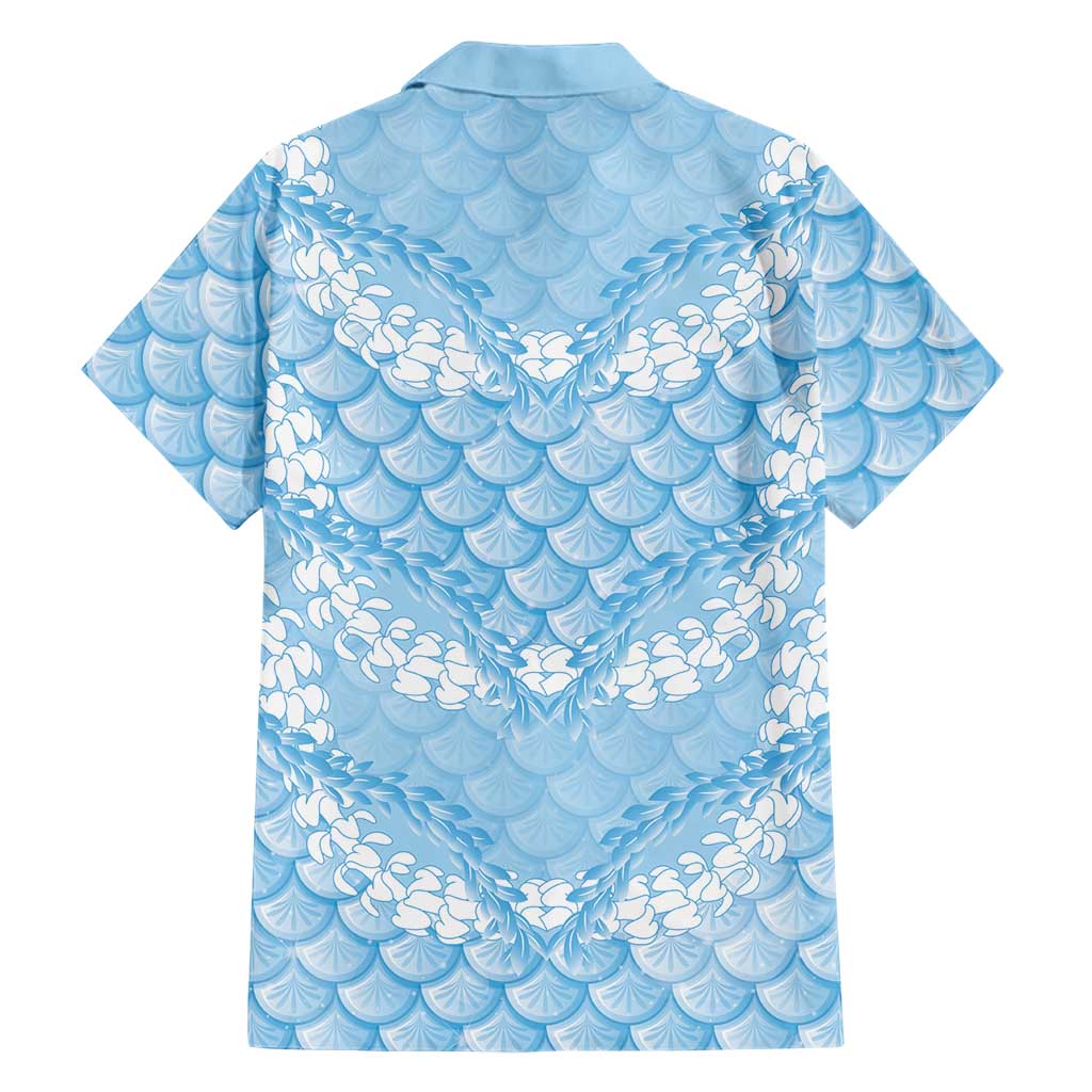 Baby Blue Mermaid Puakenikeni Maile Lei Hawaiian Shirt