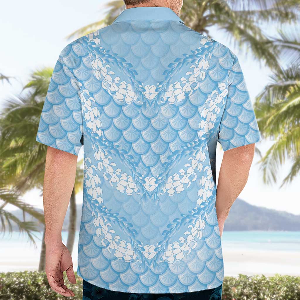 Baby Blue Mermaid Puakenikeni Maile Lei Hawaiian Shirt