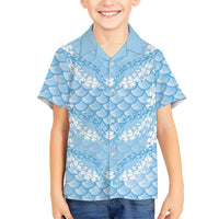 Baby Blue Mermaid Puakenikeni Maile Lei Hawaiian Shirt