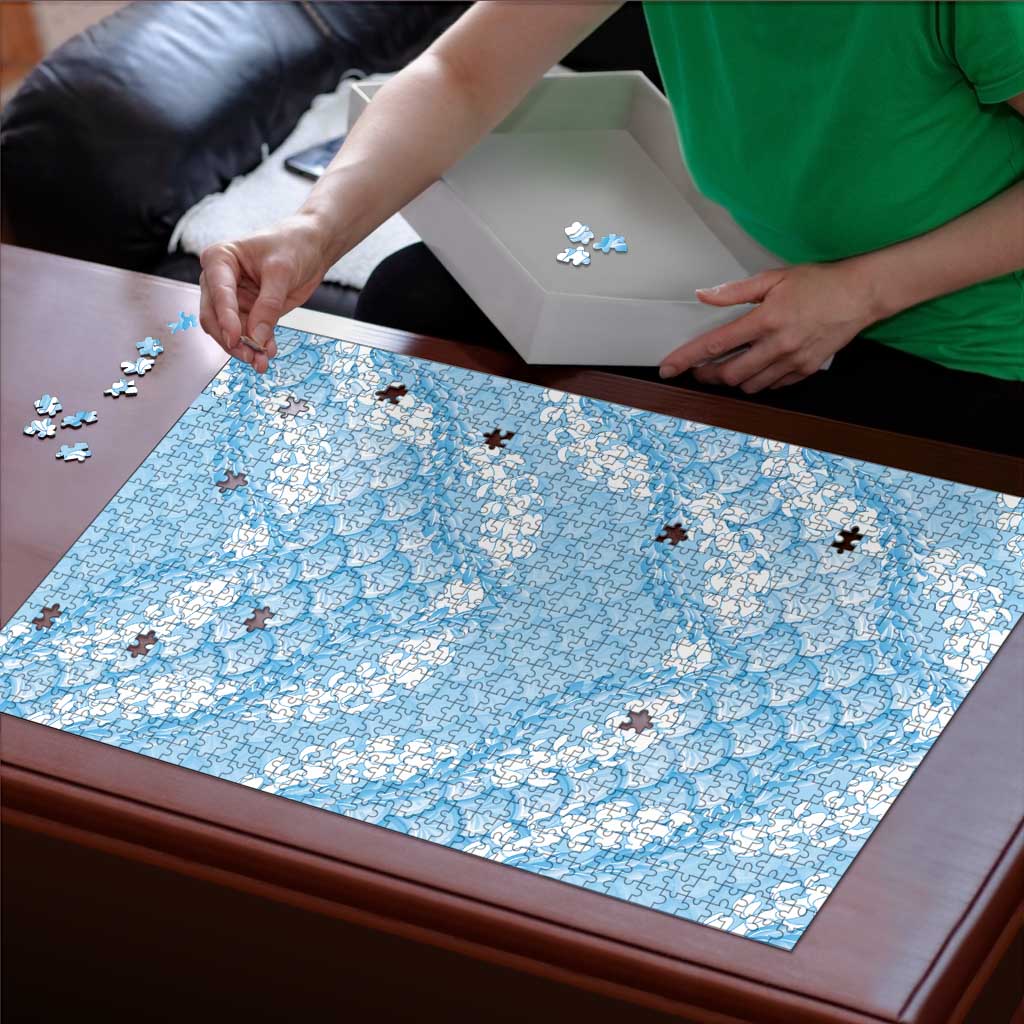 Baby Blue Mermaid Puakenikeni Maile Lei Puzzle
