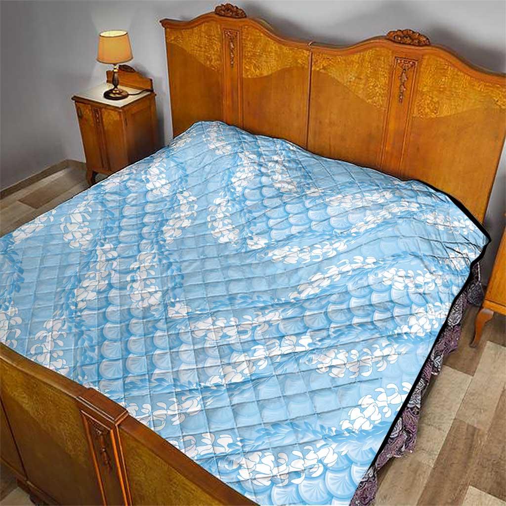 Baby Blue Mermaid Puakenikeni Maile Lei Quilt