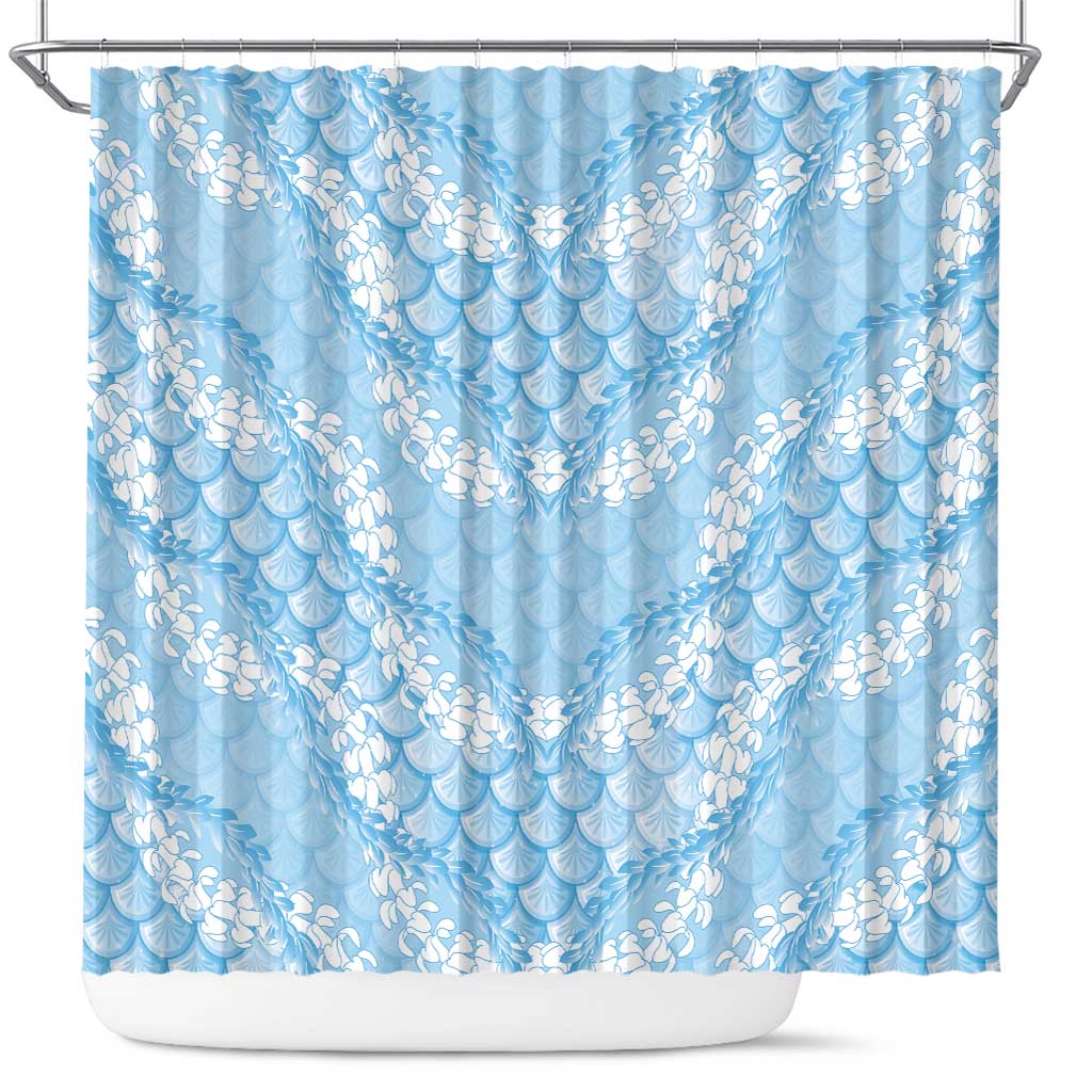 Baby Blue Mermaid Puakenikeni Maile Lei Shower Curtain LT01 Blue - Polynesian Pride