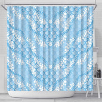 Baby Blue Mermaid Puakenikeni Maile Lei Shower Curtain LT01 - Polynesian Pride