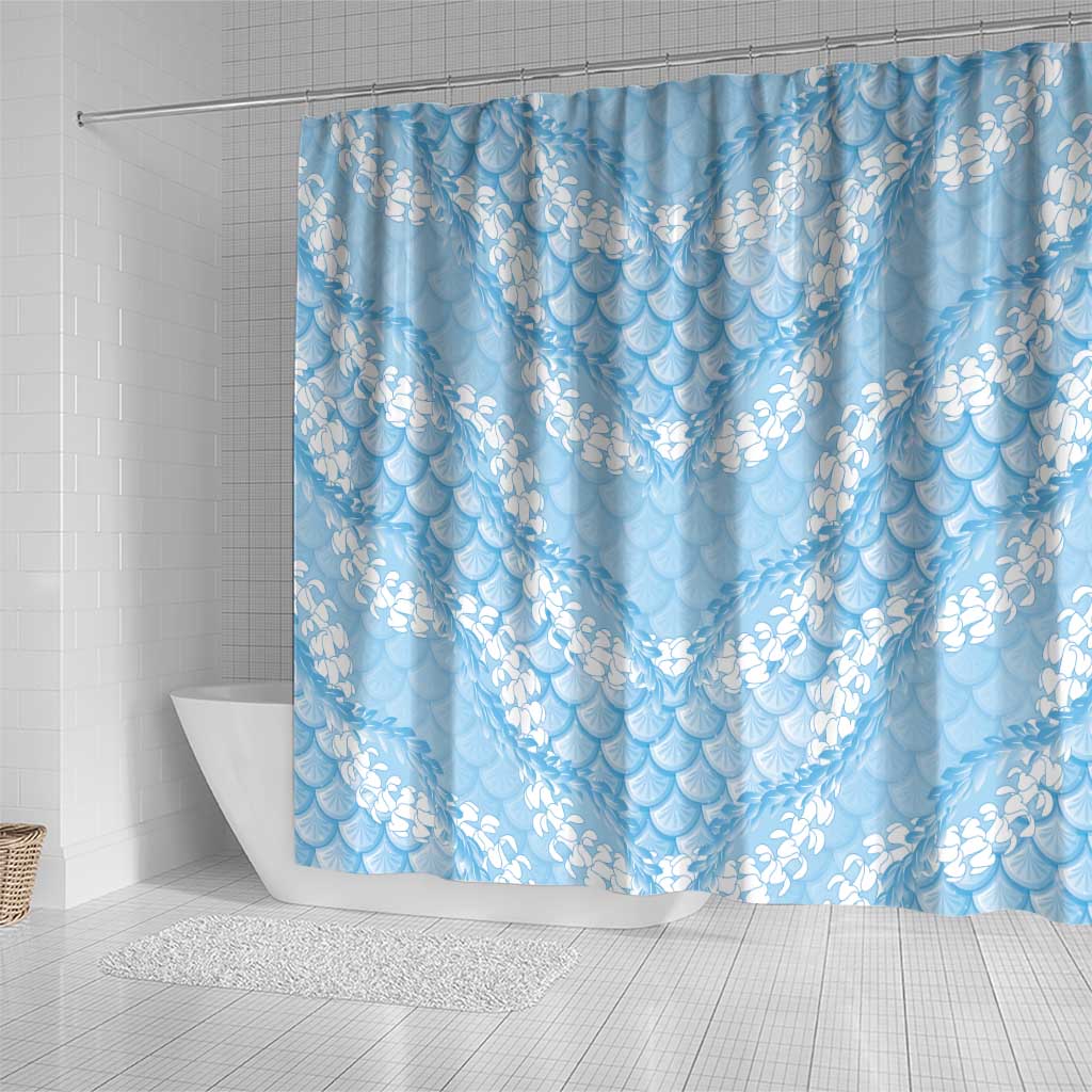 Baby Blue Mermaid Puakenikeni Maile Lei Shower Curtain LT01 - Polynesian Pride