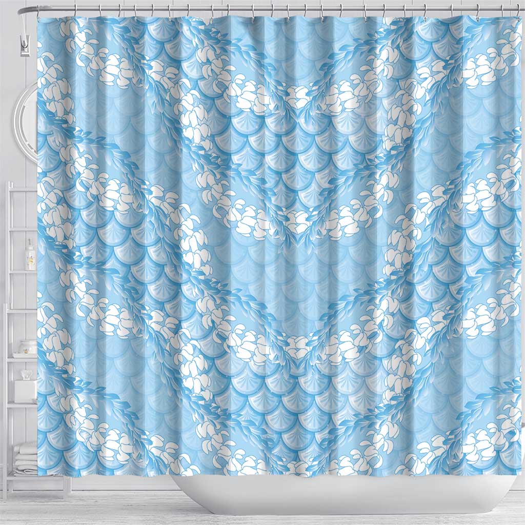 Baby Blue Mermaid Puakenikeni Maile Lei Shower Curtain LT01 - Polynesian Pride