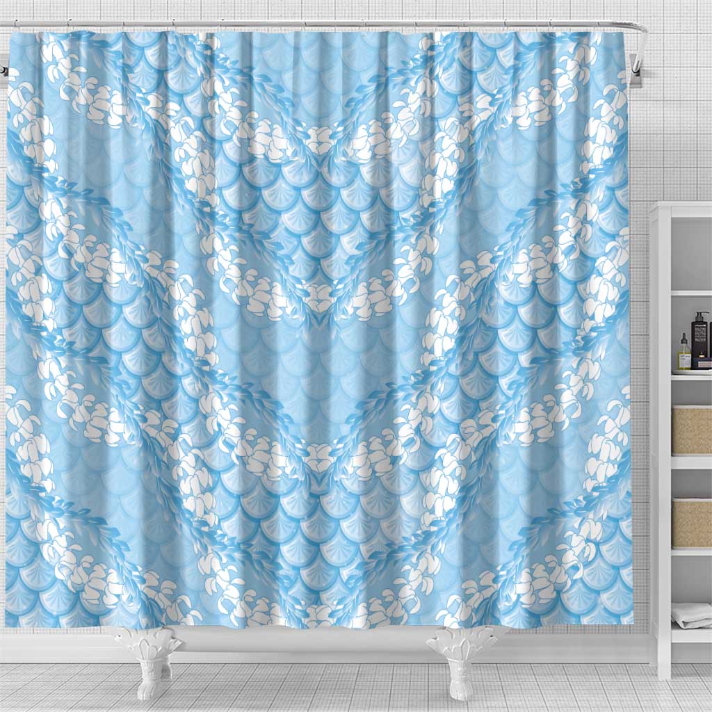 Baby Blue Mermaid Puakenikeni Maile Lei Shower Curtain LT01 - Polynesian Pride