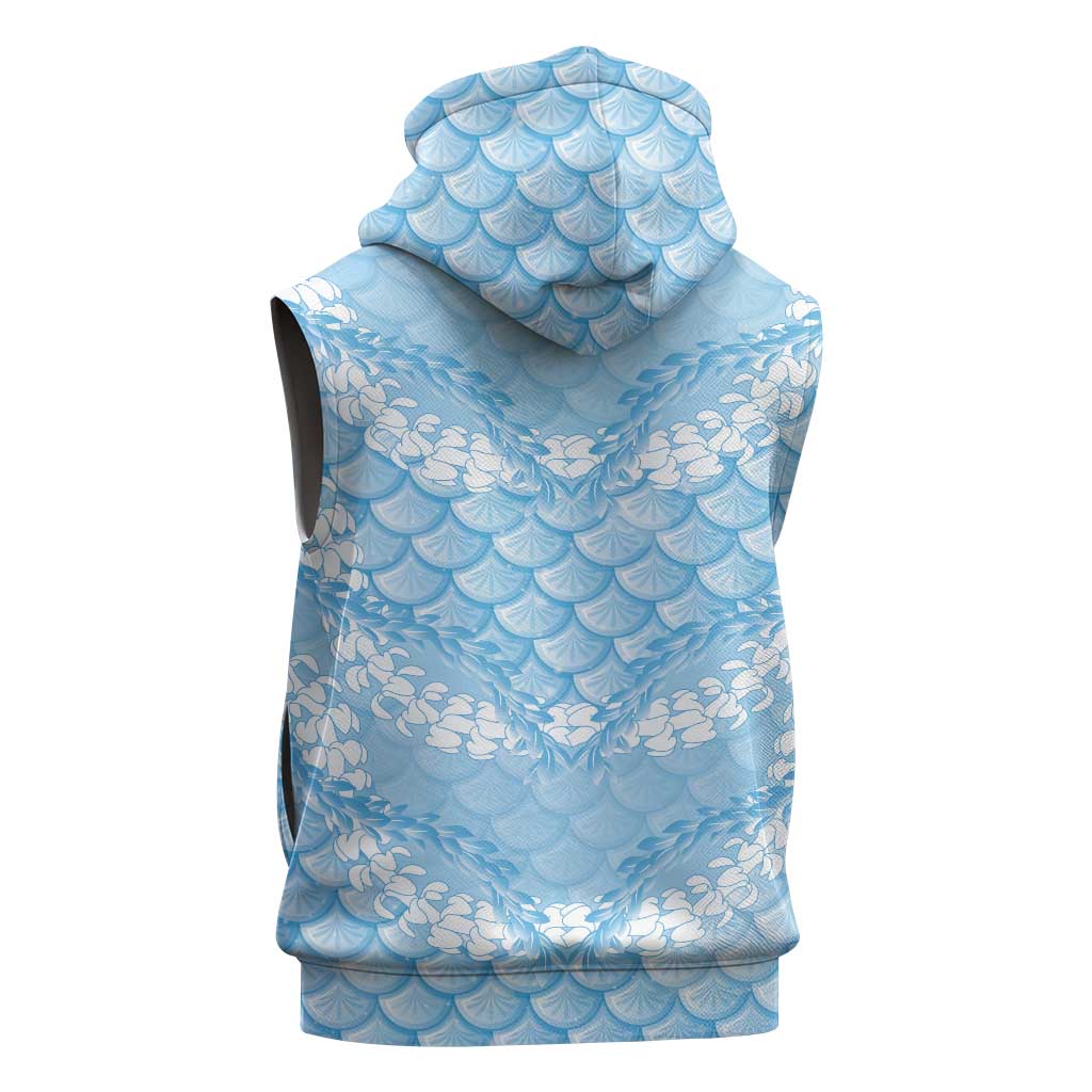 Baby Blue Mermaid Puakenikeni Maile Lei Sleeveless Zip Hoodie LT01 - Polynesian Pride