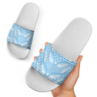 Baby Blue Mermaid Puakenikeni Maile Lei Slide Sandals LT01 - Polynesian Pride