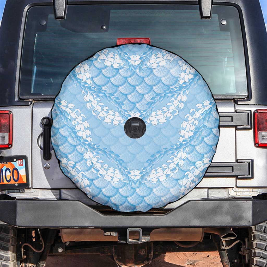 Baby Blue Mermaid Puakenikeni Maile Lei Spare Tire Cover