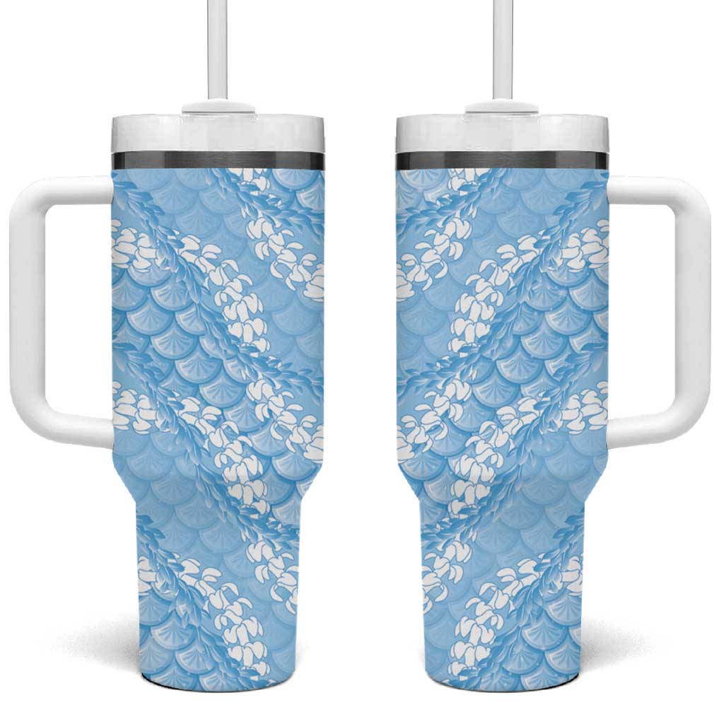 Baby Blue Mermaid Puakenikeni Maile Lei Tumbler With Handle
