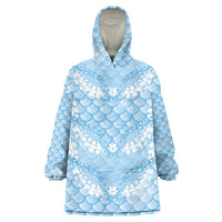 Baby Blue Mermaid Puakenikeni Maile Lei Wearable Blanket Hoodie LT01 One Size Blue - Polynesian Pride