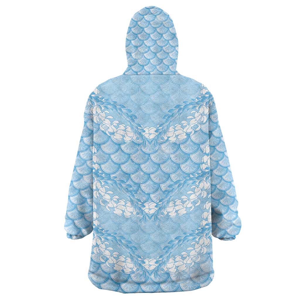 Baby Blue Mermaid Puakenikeni Maile Lei Wearable Blanket Hoodie LT01 - Polynesian Pride