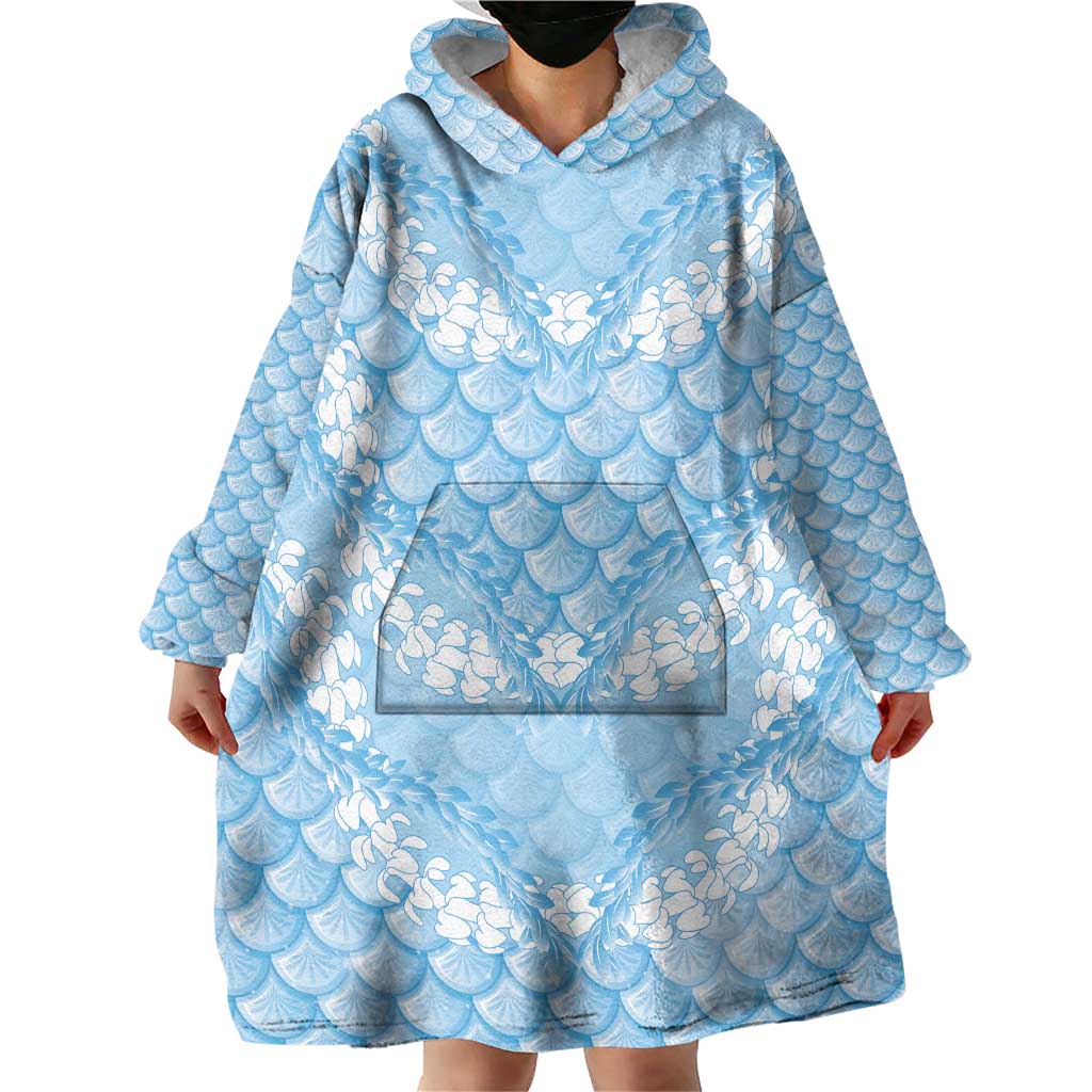 Baby Blue Mermaid Puakenikeni Maile Lei Wearable Blanket Hoodie LT01 - Polynesian Pride