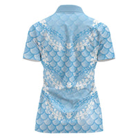 Baby Blue Mermaid Puakenikeni Maile Lei Women Polo Shirt