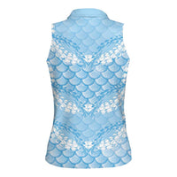 Baby Blue Mermaid Puakenikeni Maile Lei Women Sleeveless Polo Shirt