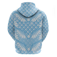 Baby Blue Mermaid Puakenikeni Maile Lei Zip Hoodie