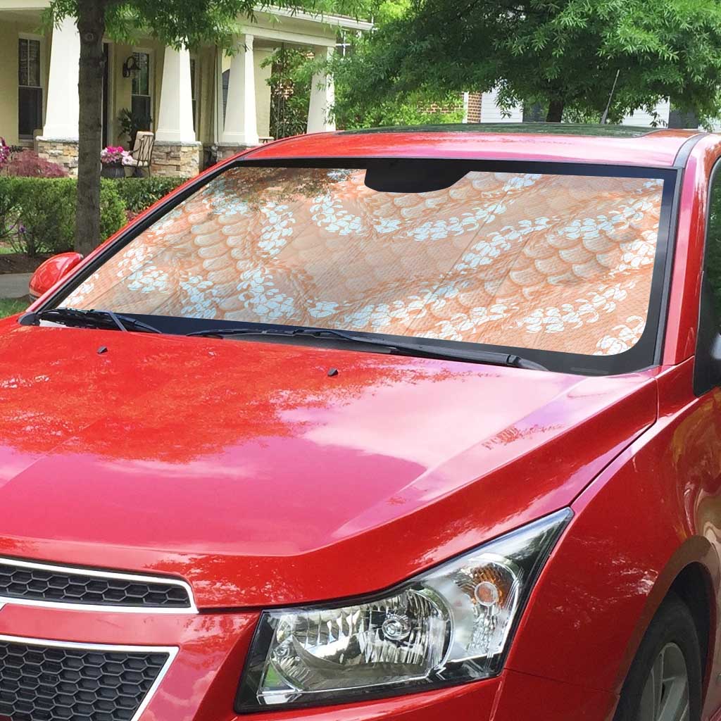 Apricot Mermaid Puakenikeni Maile Lei Auto Sun Shade