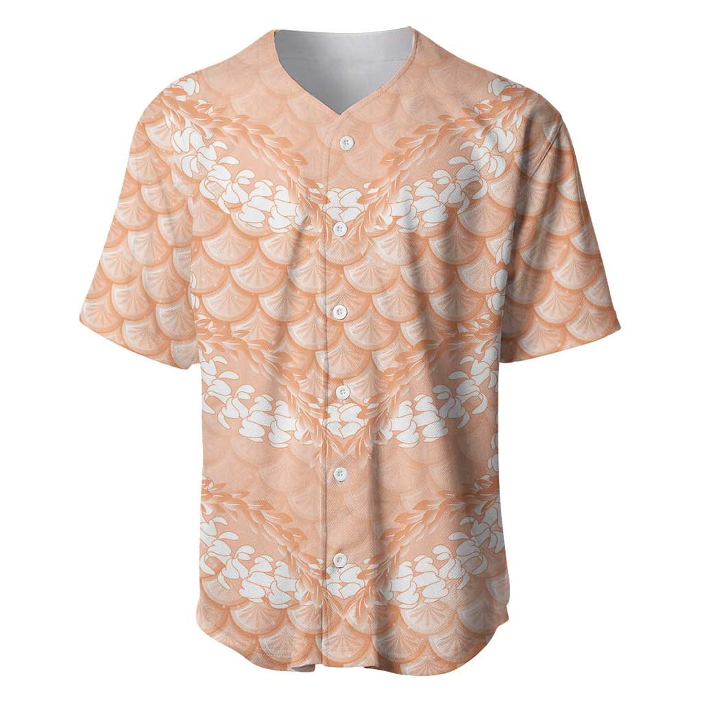 Apricot Mermaid Puakenikeni Maile Lei Baseball Jersey