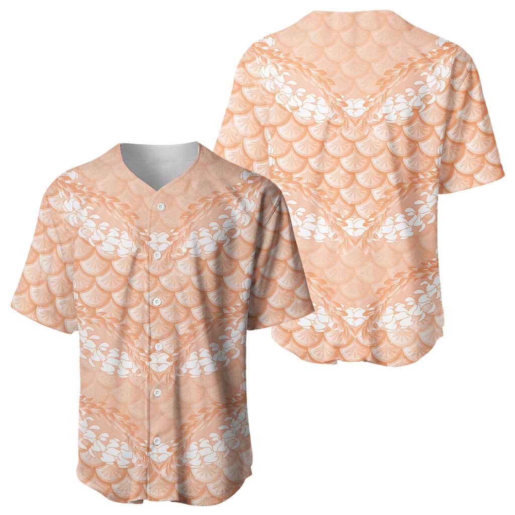 Apricot Mermaid Puakenikeni Maile Lei Baseball Jersey