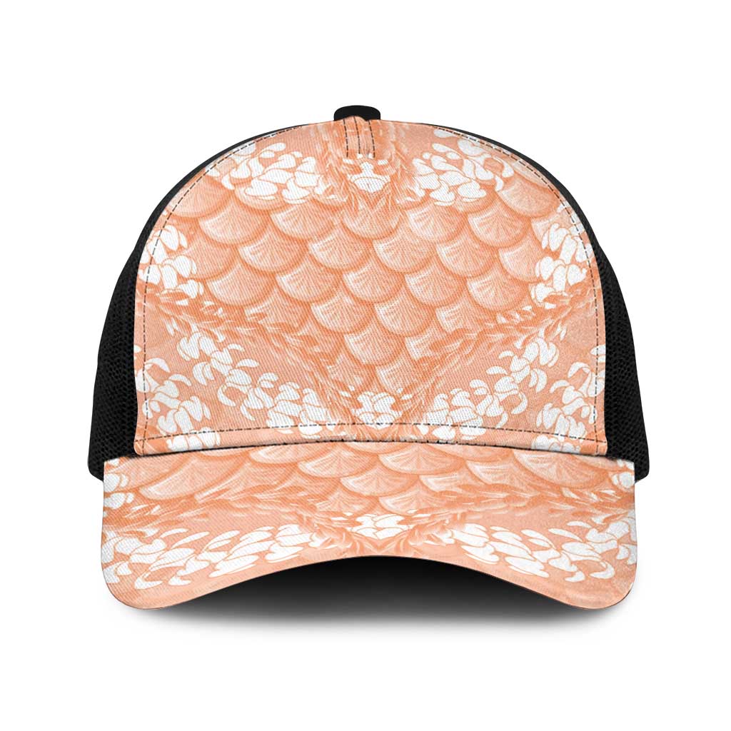 Apricot Mermaid Puakenikeni Maile Lei Baseball Net Cap