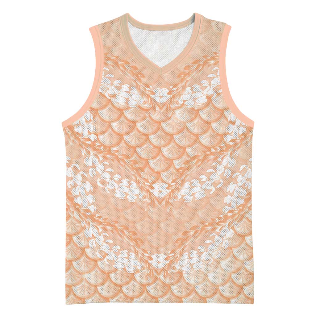 Apricot Mermaid Puakenikeni Maile Lei Basketball Jersey LT01 Unisex Apricot - Polynesian Pride