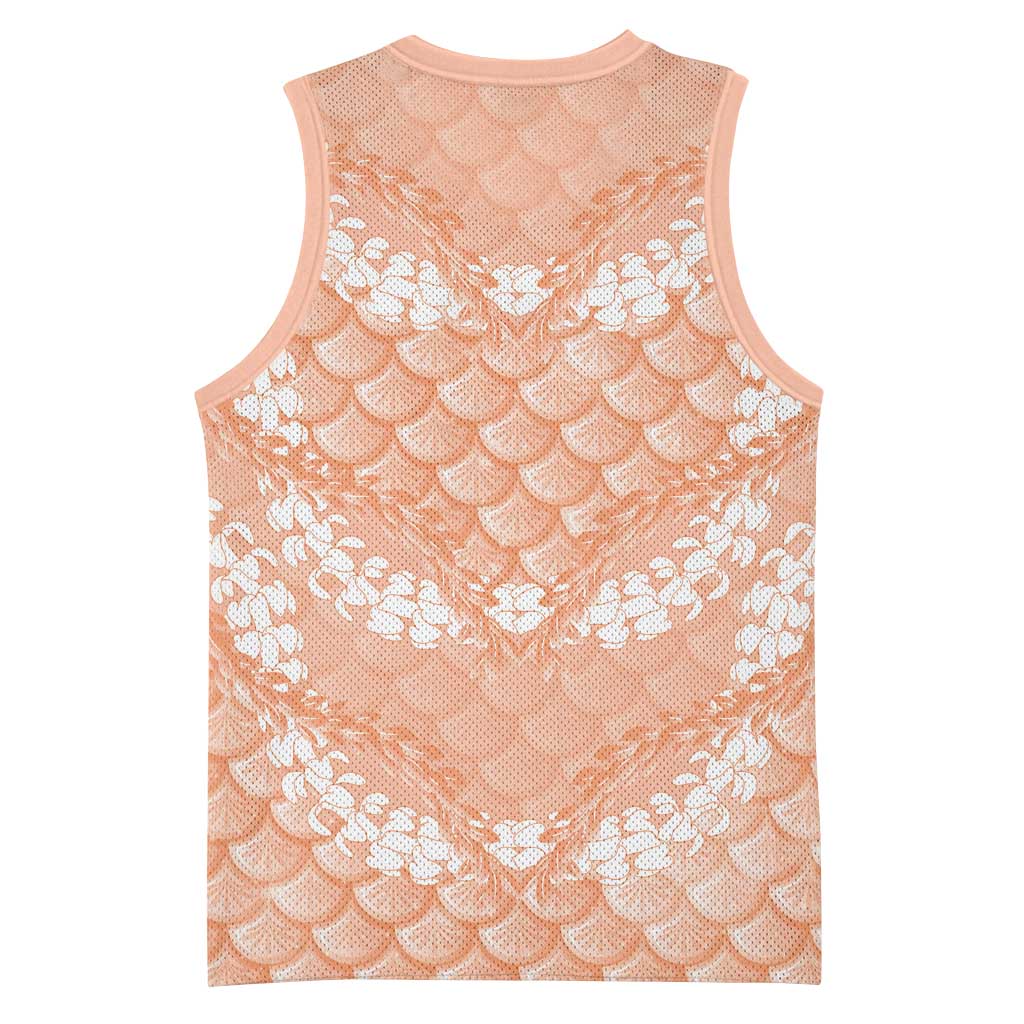 Apricot Mermaid Puakenikeni Maile Lei Basketball Jersey LT01 - Polynesian Pride