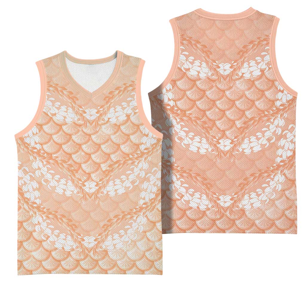 Apricot Mermaid Puakenikeni Maile Lei Basketball Jersey LT01 - Polynesian Pride