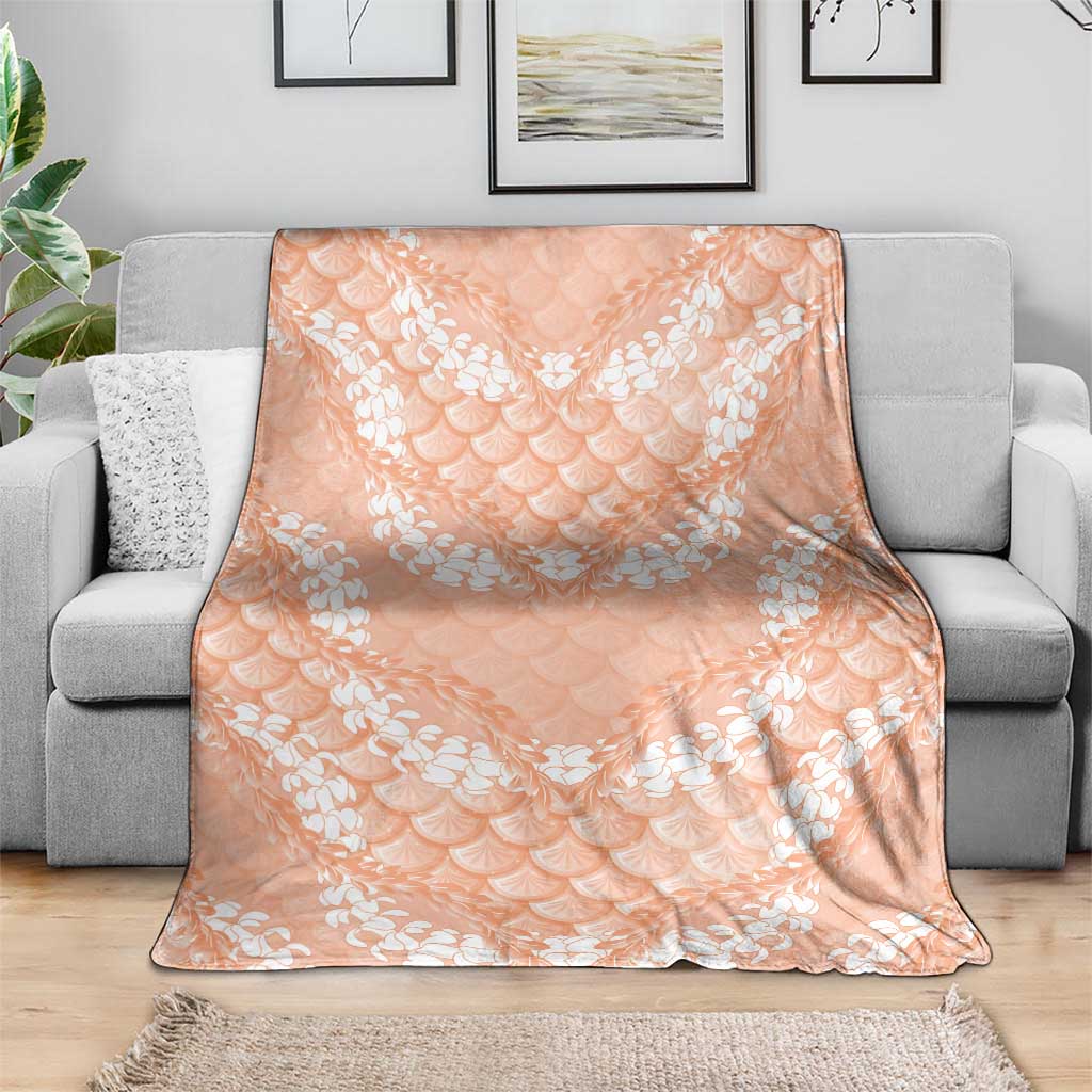 Apricot Mermaid Puakenikeni Maile Lei Blanket